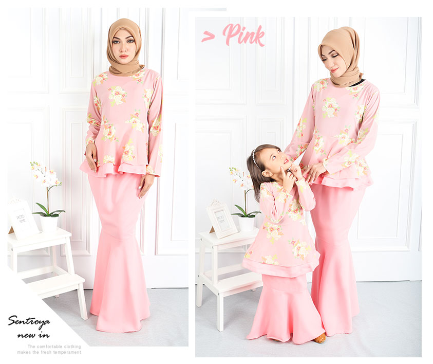 QA-555 WOMEN'S PEPLUM KURUNG PINK