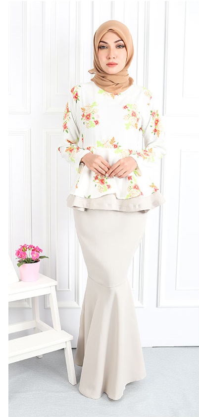 QA-555 WOMEN'S PEPLUM KURUNG GREY