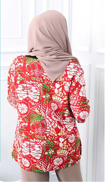 QA-563 WOMEN'S PRINTED TOP 01 RED