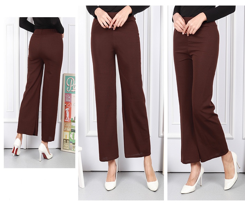 QA-589 ELASTIC MODERN PANTS BROWN