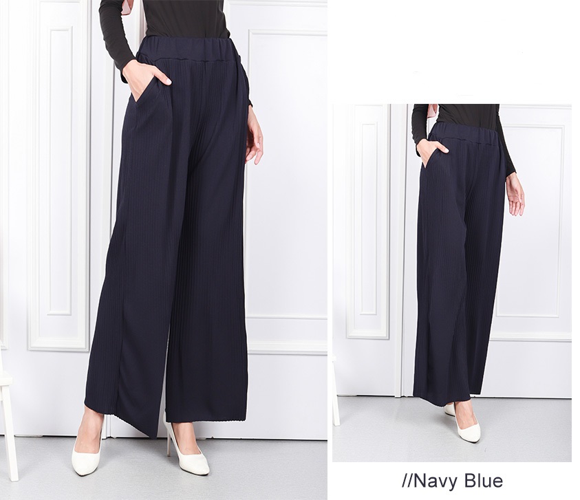 QA-591 WOMEN'S WIDE PALAZZO NAVY BLUE