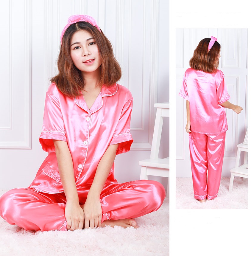 QA-595 SATIN NIGHT WEAR SET PINK