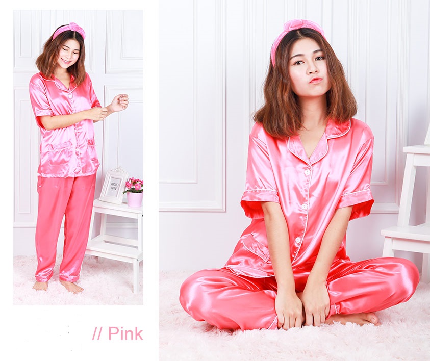 QA-595 SATIN NIGHT WEAR SET PINK