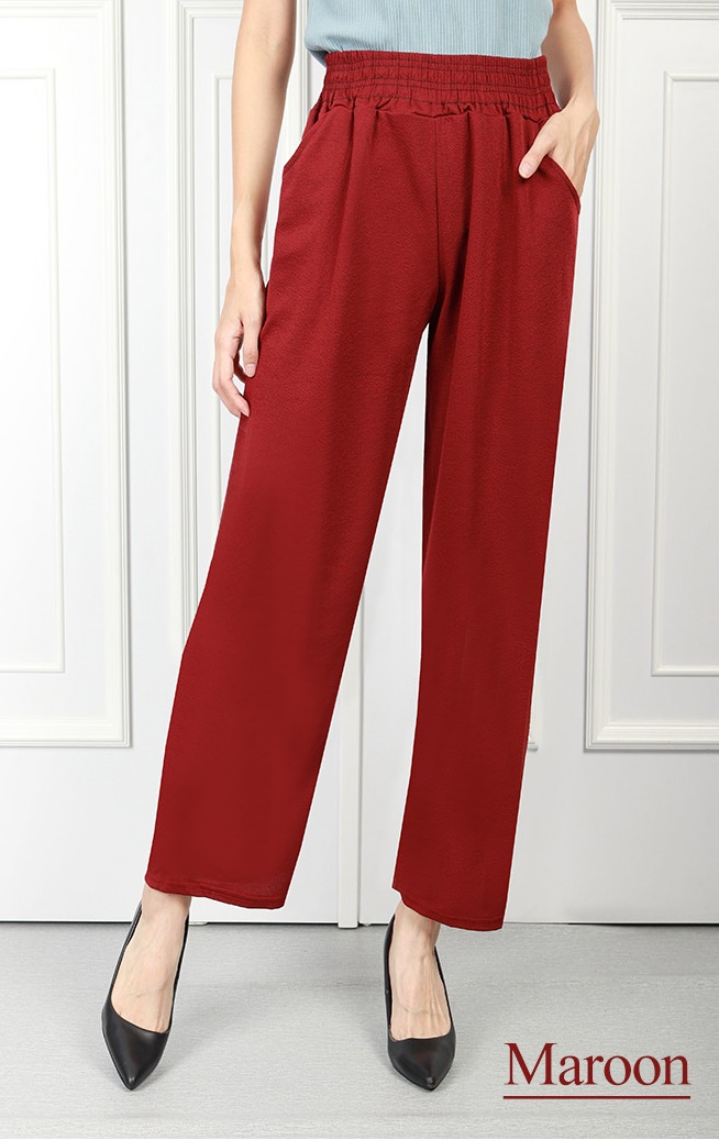 QA-598 STRAIGHT CUT PANTS MAROON