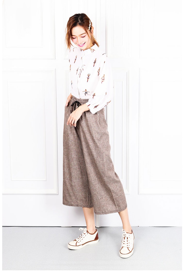 QA-623 WIDE LEG PALAZZO PANTS BROWN