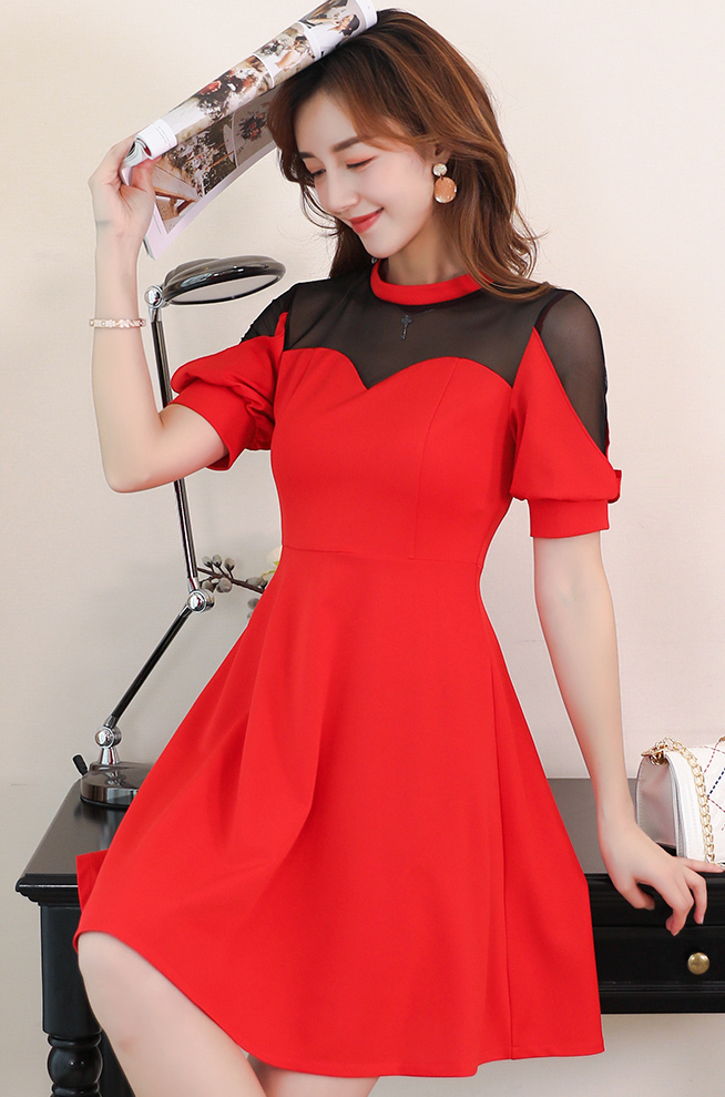 WD7705 Korean Fashion Dress Red
