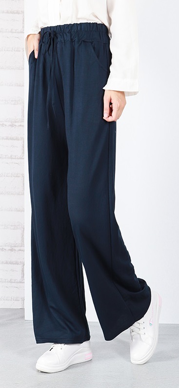 QA-649 FLATTERING WOMEN'S PANTS NAVY BLUE