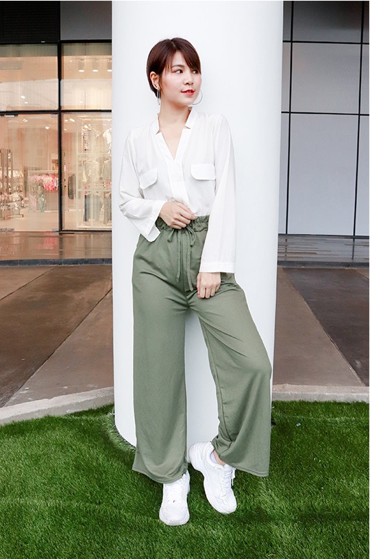 QA-649 FLATTERING WOMEN'S PANTS OLIVE