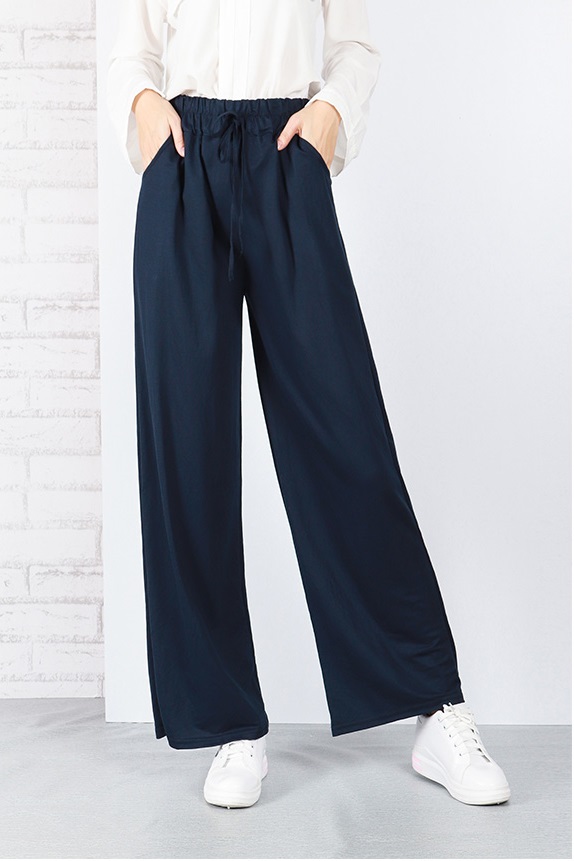 QA-649 FLATTERING WOMEN'S PANTS NAVY BLUE