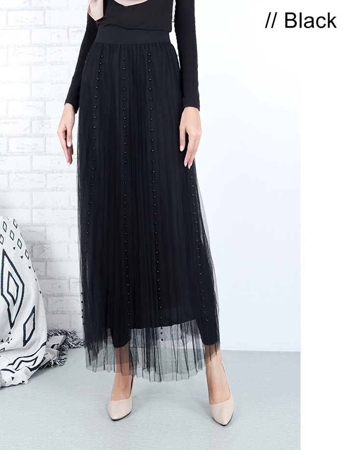 QA-660 PEARL MAXI SKIRT BLACK