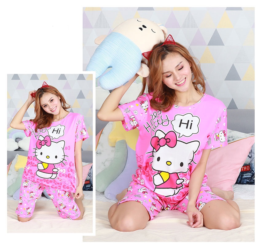 QA-664 CUTE CARTOON SLEEPWEAR PINK HELLO KITTY