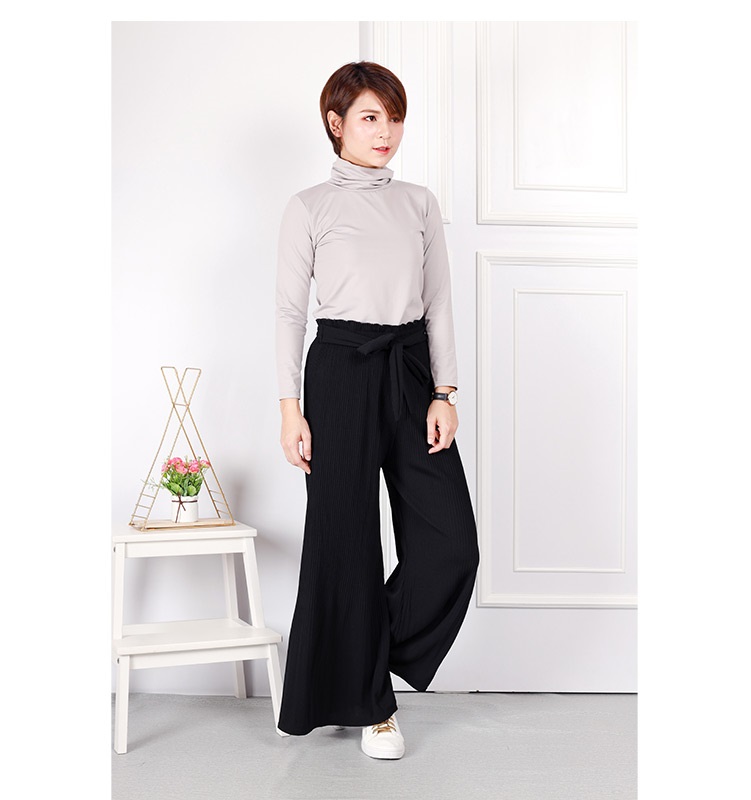 QA-675 SELF TIE PALAZZO BLACK