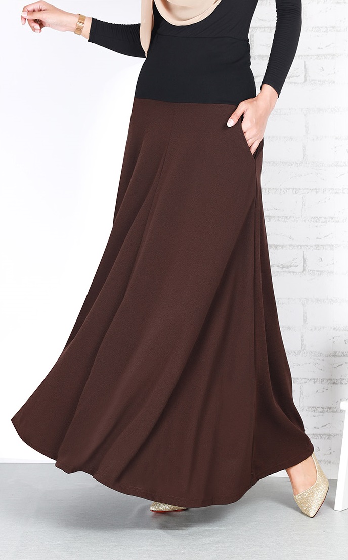 QA-679 WOMEN'S MAXI SKIRT BROWN