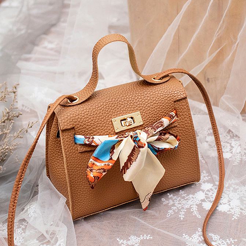 KW80560 TRENDY RIBBON WOMEN BAG BROWN