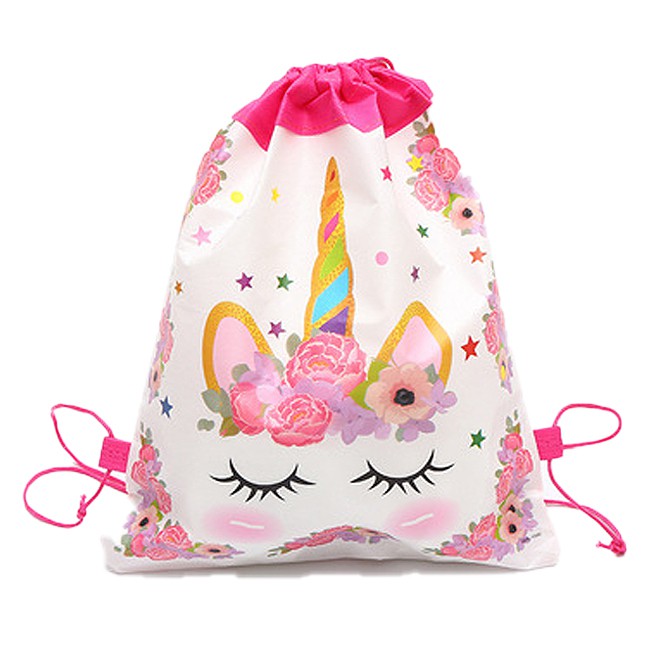 KW80703 KIDS UNICORN DRAWSTRING BAG CREAM CLOSE EYES