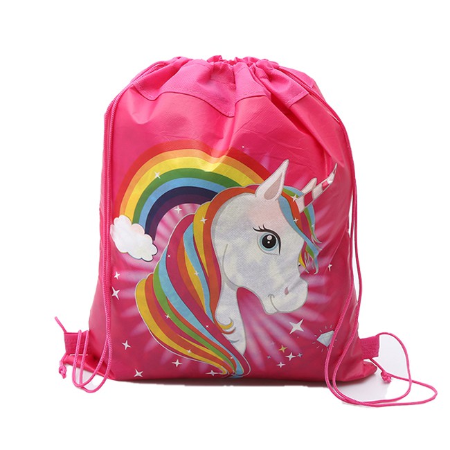 KW80703 KIDS UNICORN DRAWSTRING BAG HOT PINK UNICORN