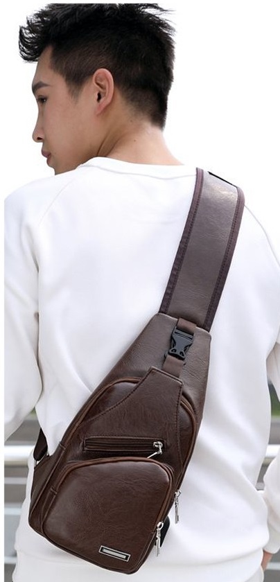 KW80714 MEN TRAVEL CHEST BAG DARK BROWN