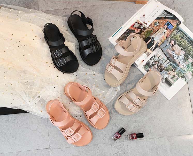 QA-725 WOMEN'S BUCKLE SANDALS BEIGE