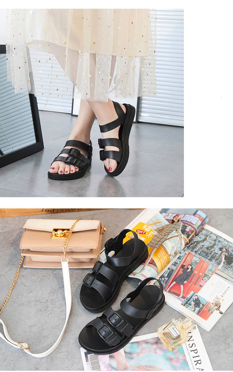 QA-725 WOMEN'S BUCKLE SANDALS BLACK