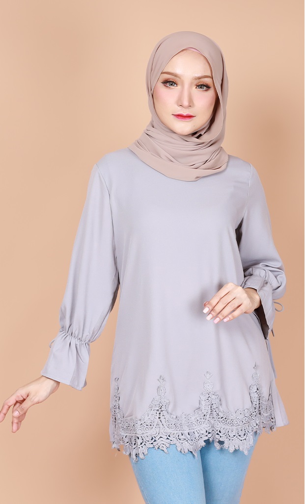 QA-743 PLUS SIZE BLOUSE GREY
