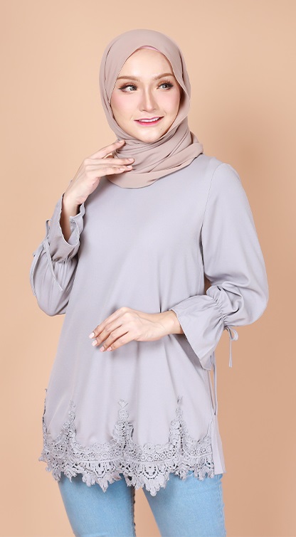 QA-743 PLUS SIZE BLOUSE GREY