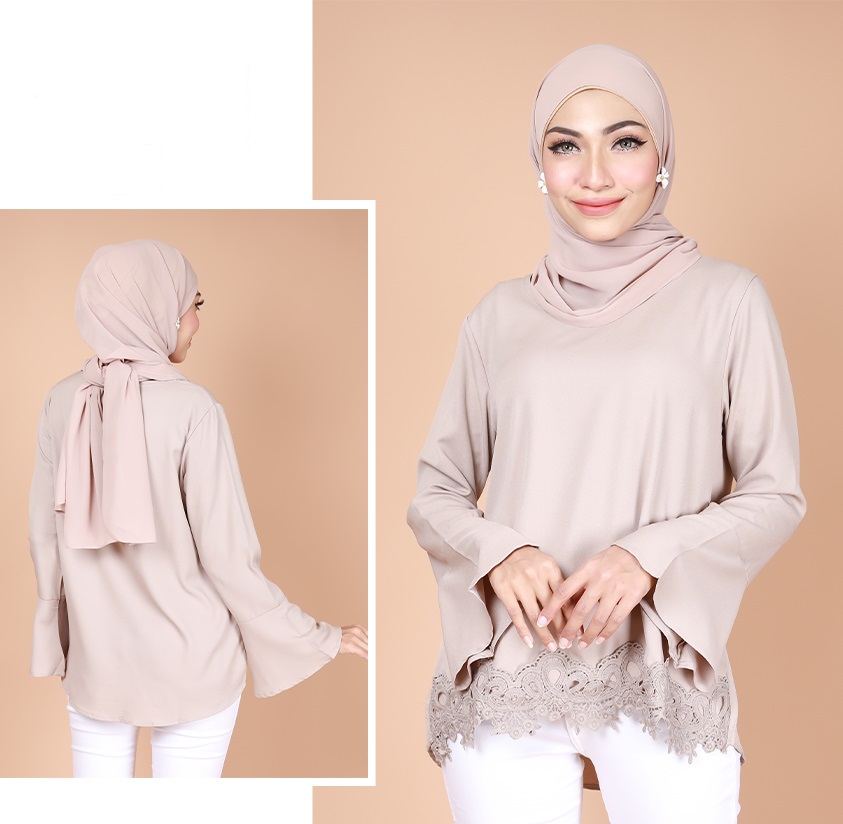 QA-745 FLARE SLEEVES BLOUSE KHAKI