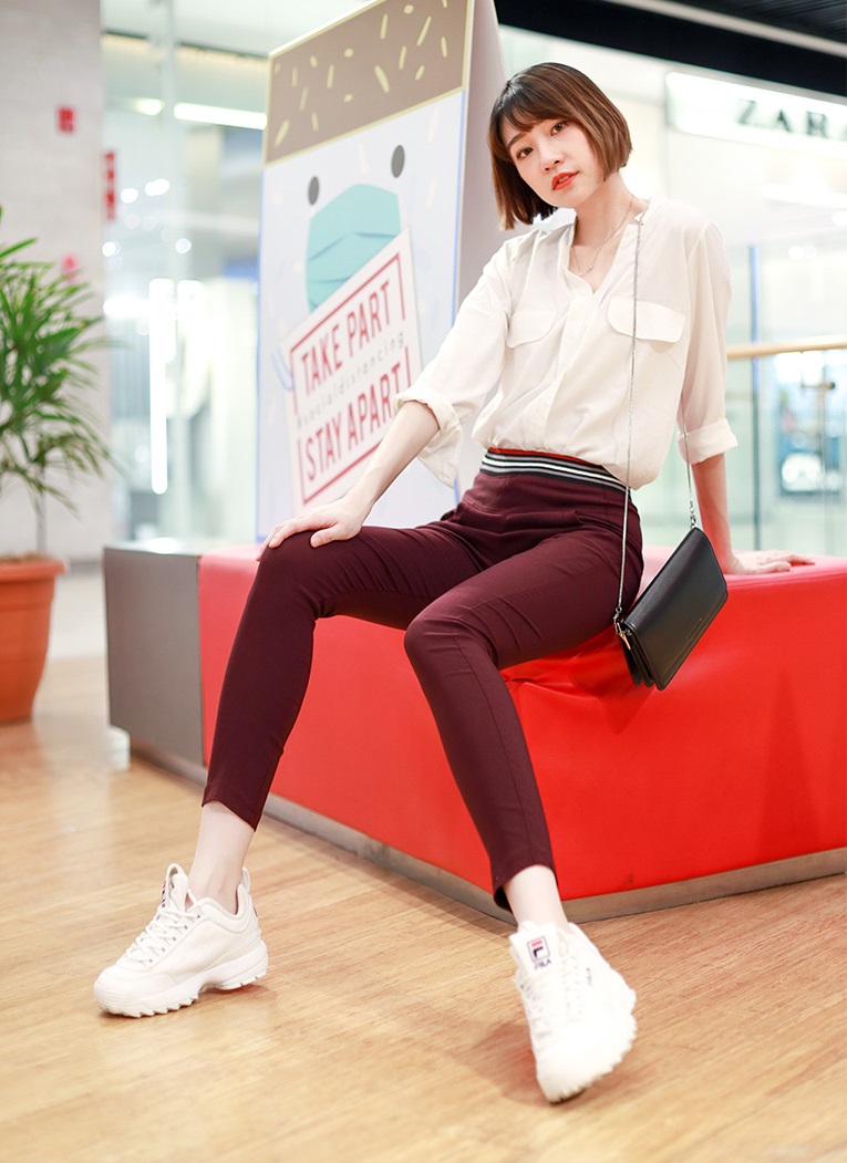 QA-771 WOMEN'S CASUAL PANTS WINE RED