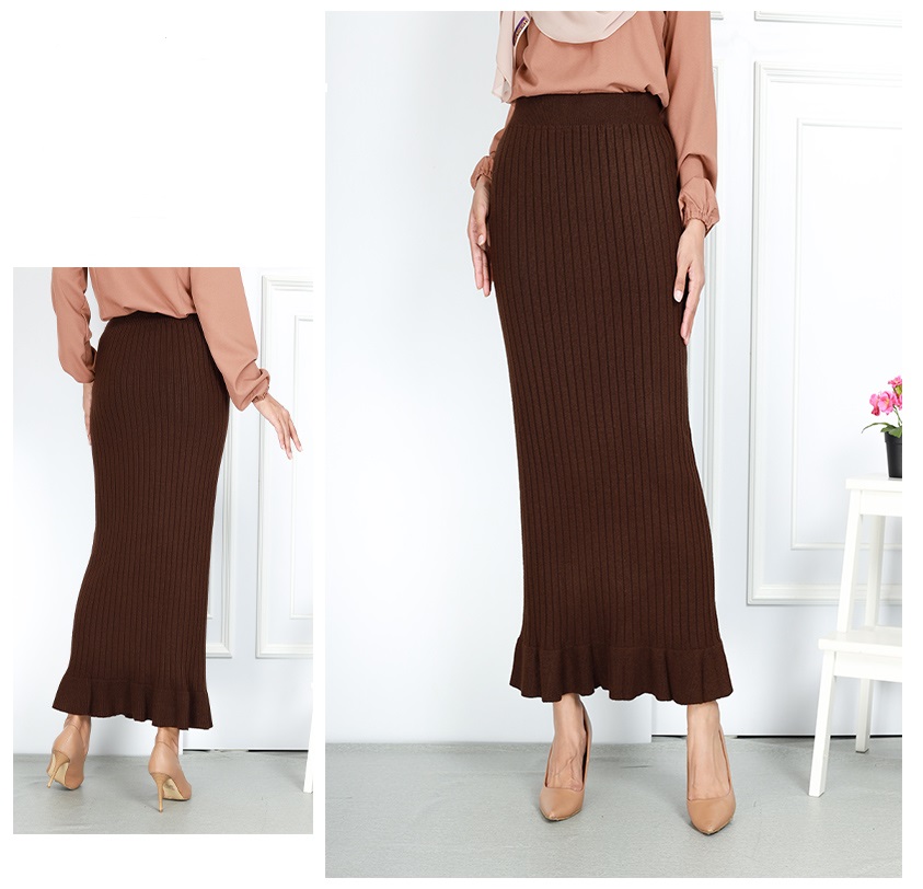 QA-769 KNITTED LONG SKIRT BROWN
