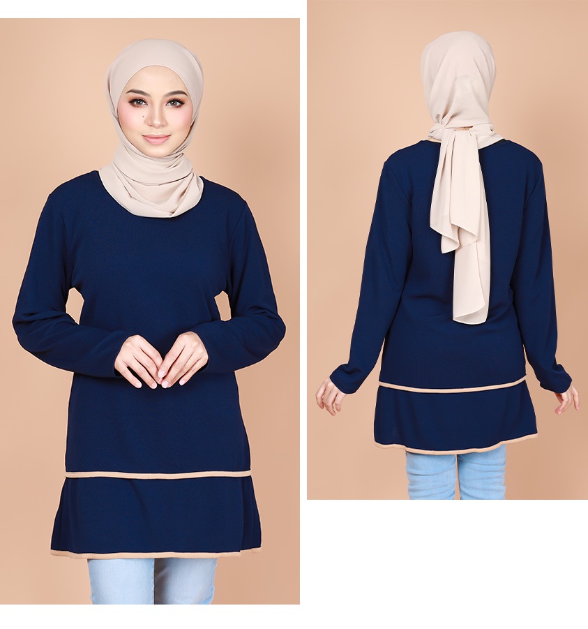 QA-772 ATIQA BLOUSE NAVY BLUE