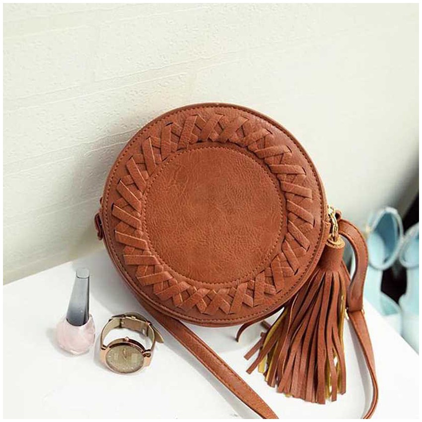 KW80774 Women's Tassel Sling Bags Light Brown