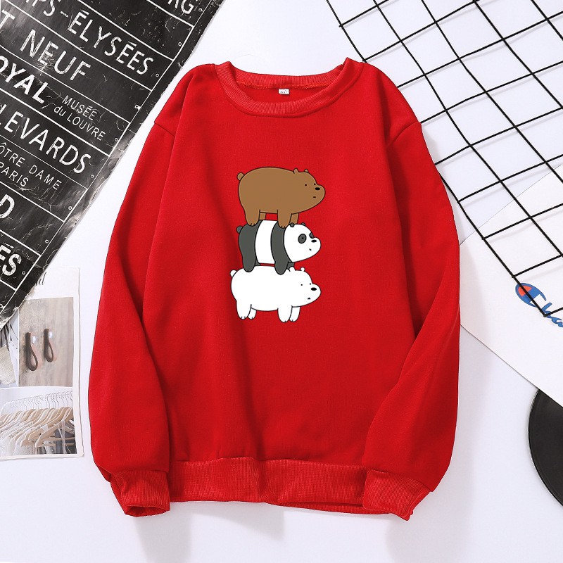 KW80787 3 Decker Bear Women's Hoodie Red