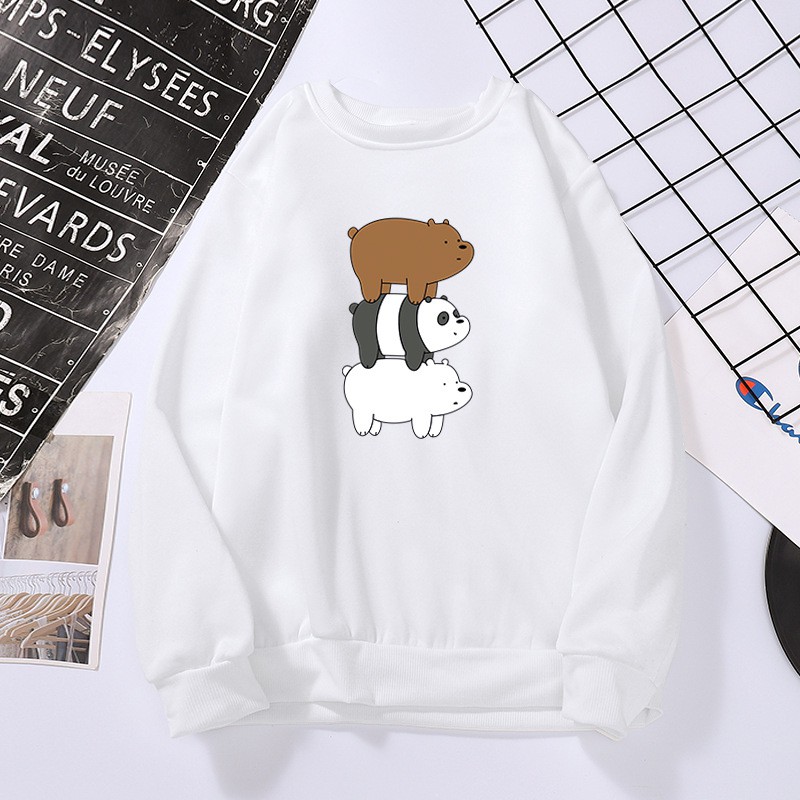KW80787 3 Decker Bear Women's Hoodie White