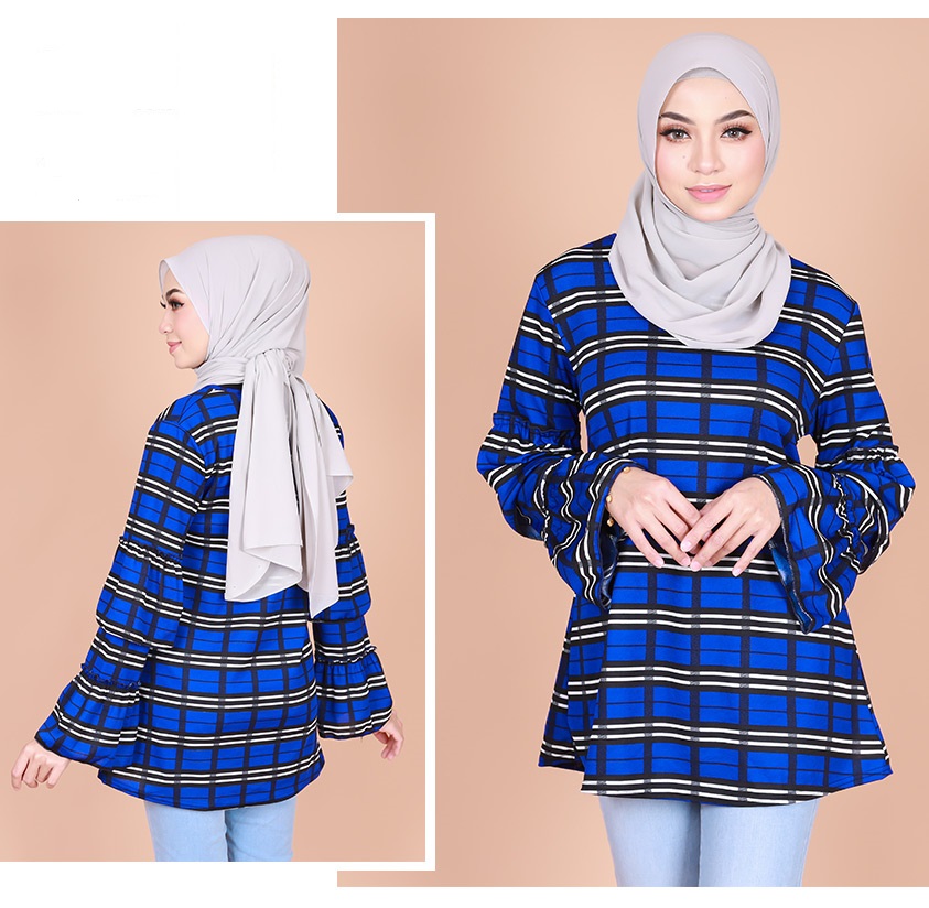 QA-805 PRINTED LAYER CUFF BLOUSE 01