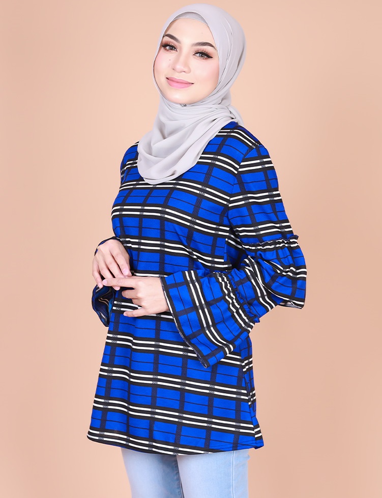 QA-805 PRINTED LAYER CUFF BLOUSE 01