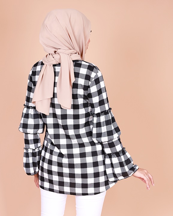 QA-805 PRINTED LAYER CUFF BLOUSE 02