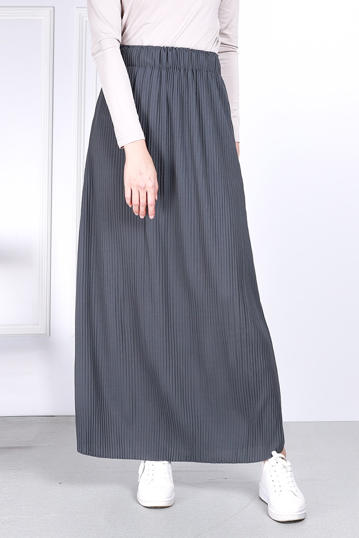 QA-812 A LINE PLEATED SKIRT GREY