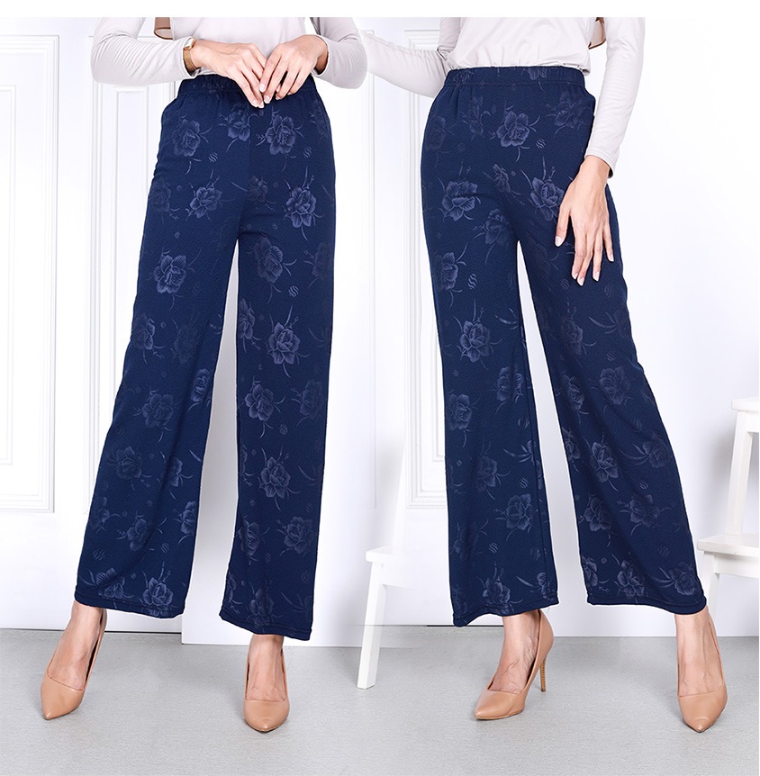 QA-819 FLOWER PRINTED PANTS BLUE