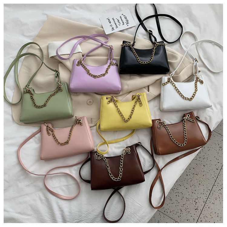 KW80905 Chain Sling Handbag Dark Brown