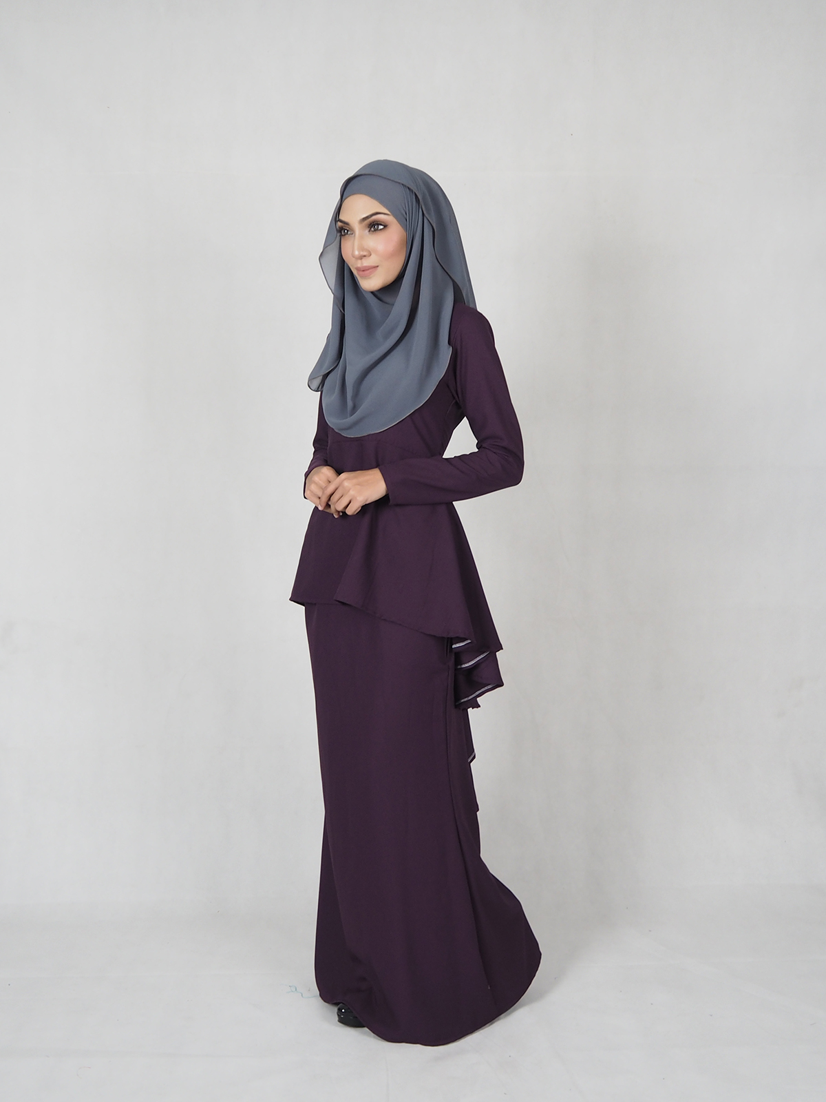WT7706 Plus Size Baju Kurung Purple 