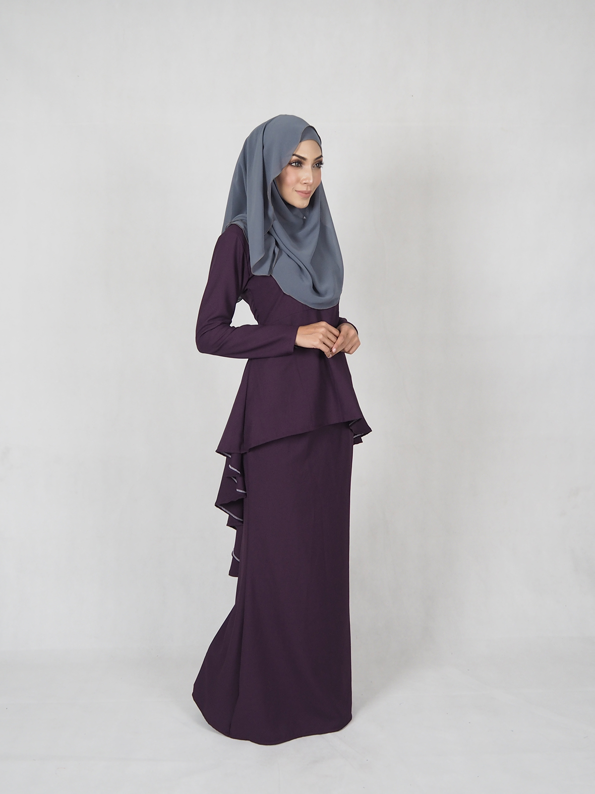 WT7706 Plus Size Baju Kurung Purple 