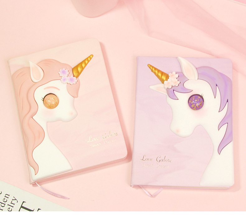 [Pink] 3D Creative Pink Unicorn Dairy/ Notepad Gift Set
