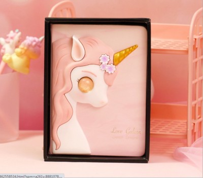 [Pink] 3D Creative Pink Unicorn Dairy/ Notepad Gift Set