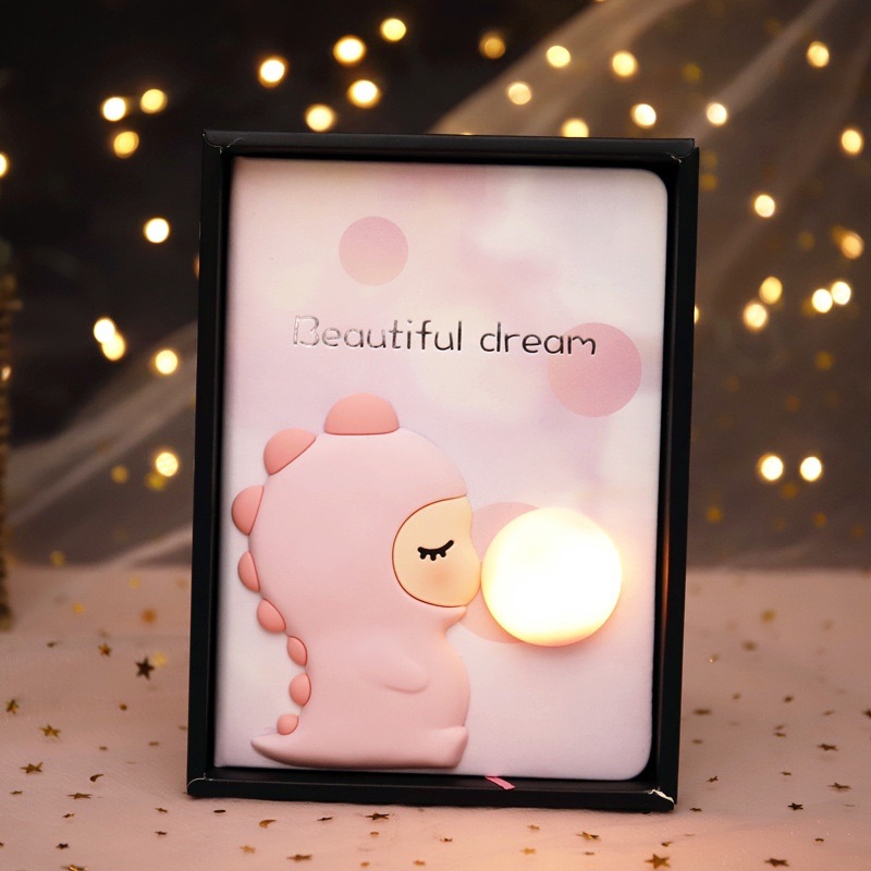 [Blue] 3D LED Light Blue Little Dino Notepad / Dairy