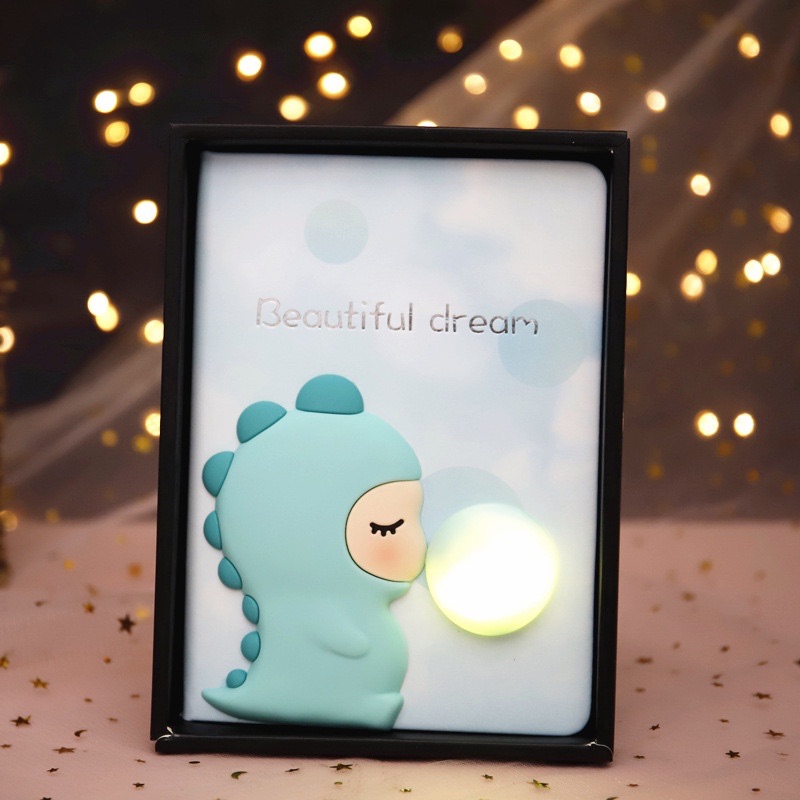 [Blue] 3D LED Light Blue Little Dino Notepad / Dairy