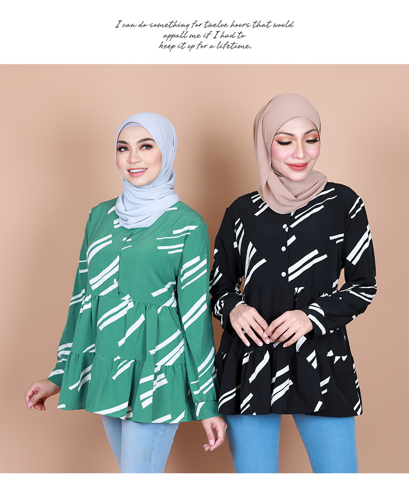 QA-838 - Front Button Line Blouse Red White Line