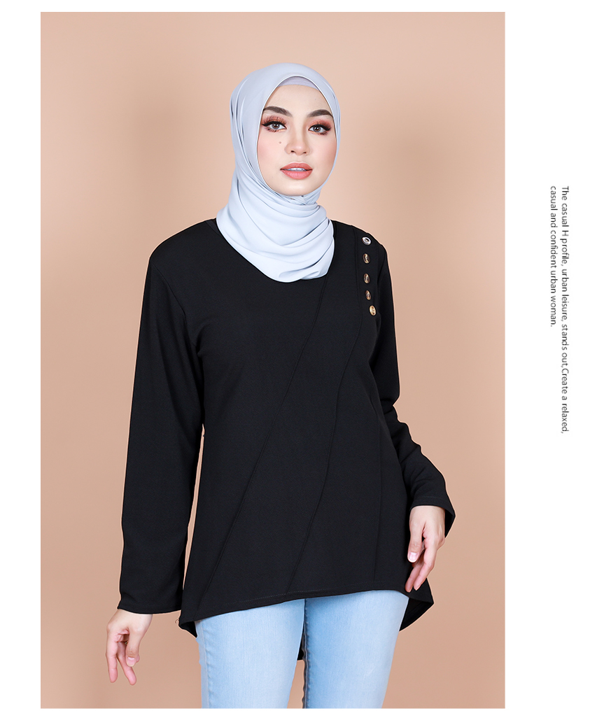 QA-845 - Stylish Simple Blouse Black