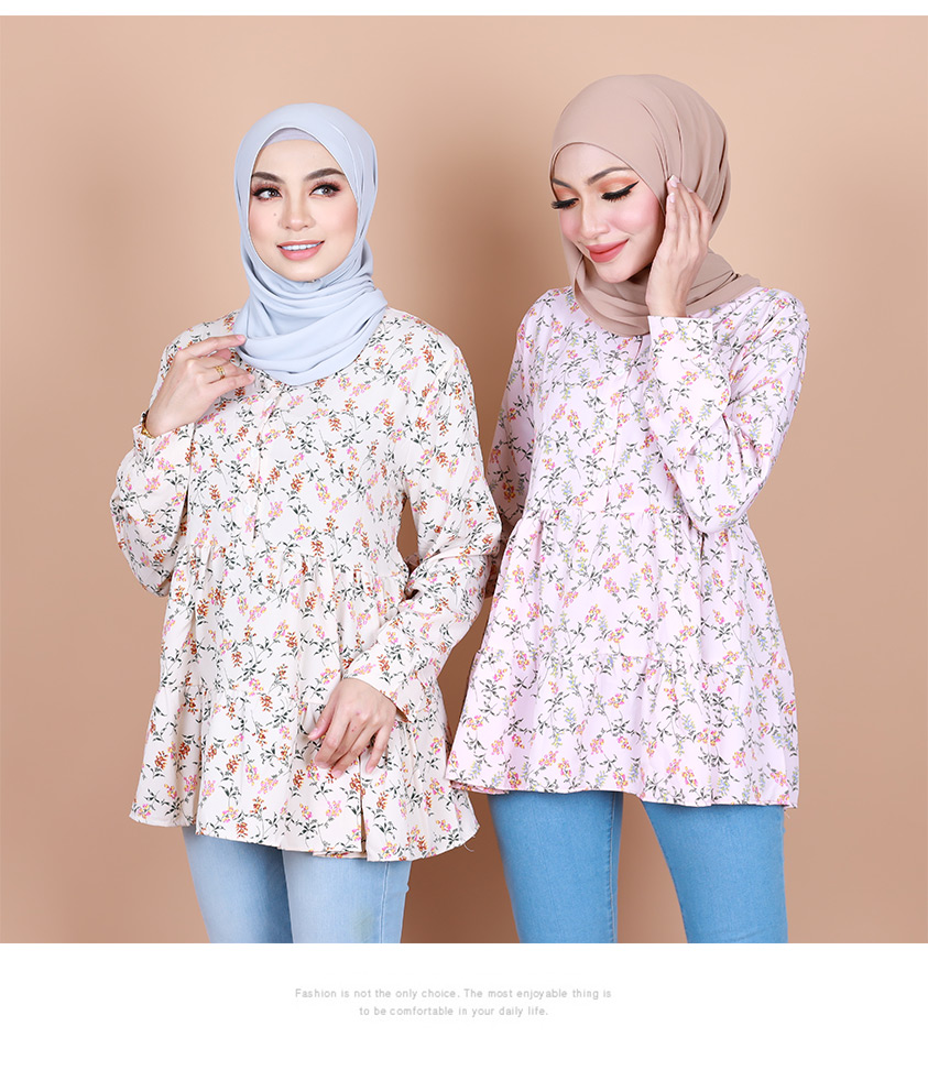 QA-838 - Front Button Line Blouse White Flower