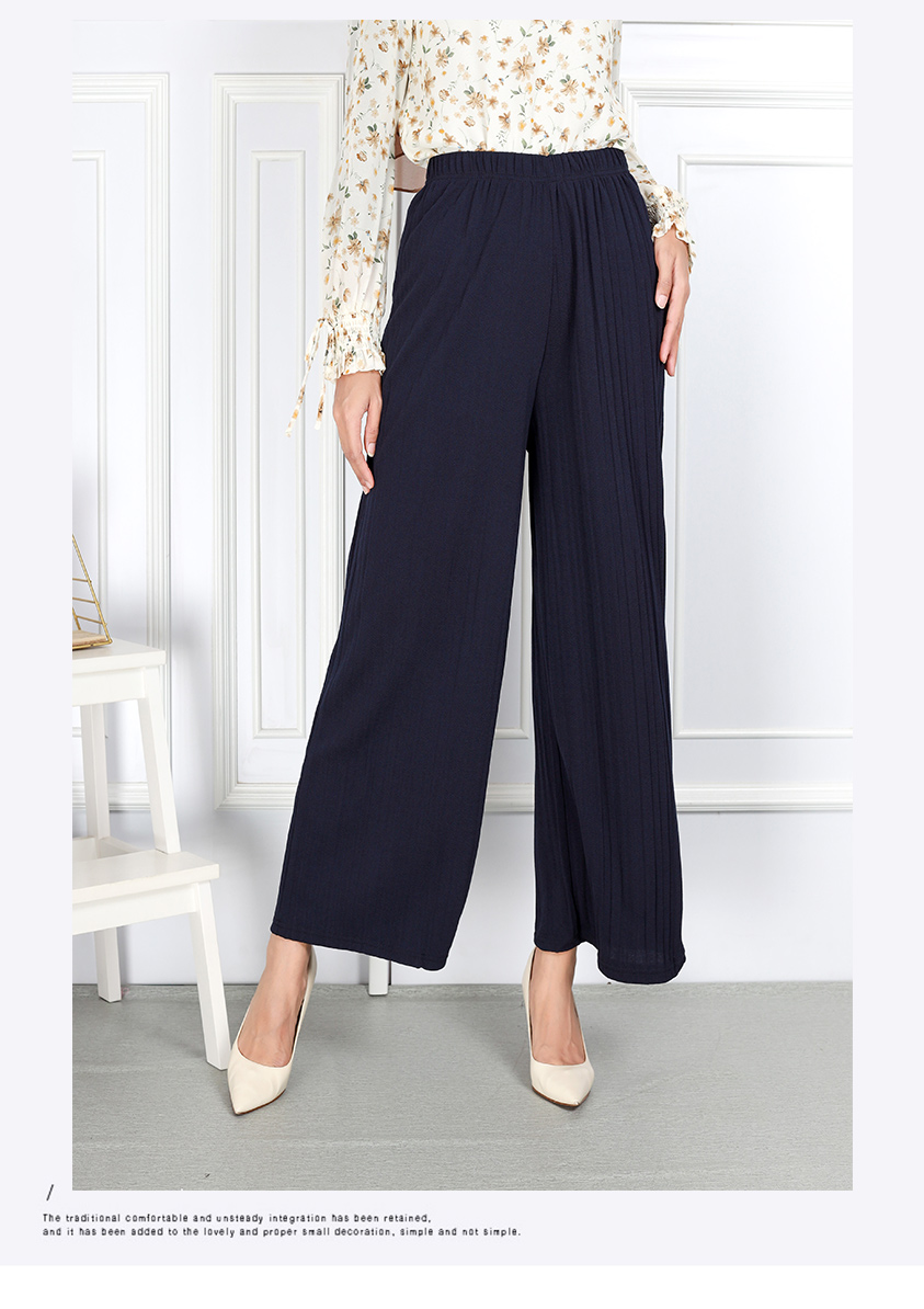 QA-859 - Trendy Elastic Pleated Pant Blue