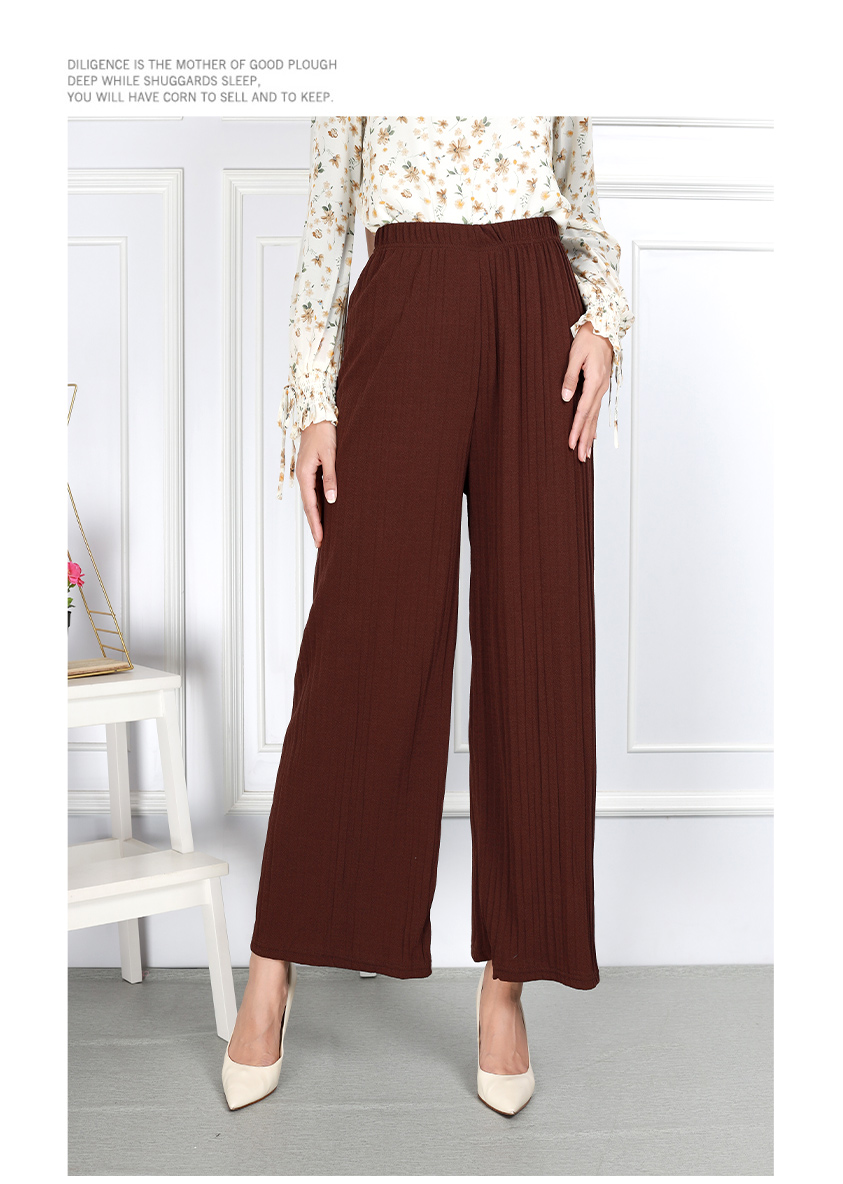 QA-859 - Trendy Elastic Pleated Pant Dark Brown