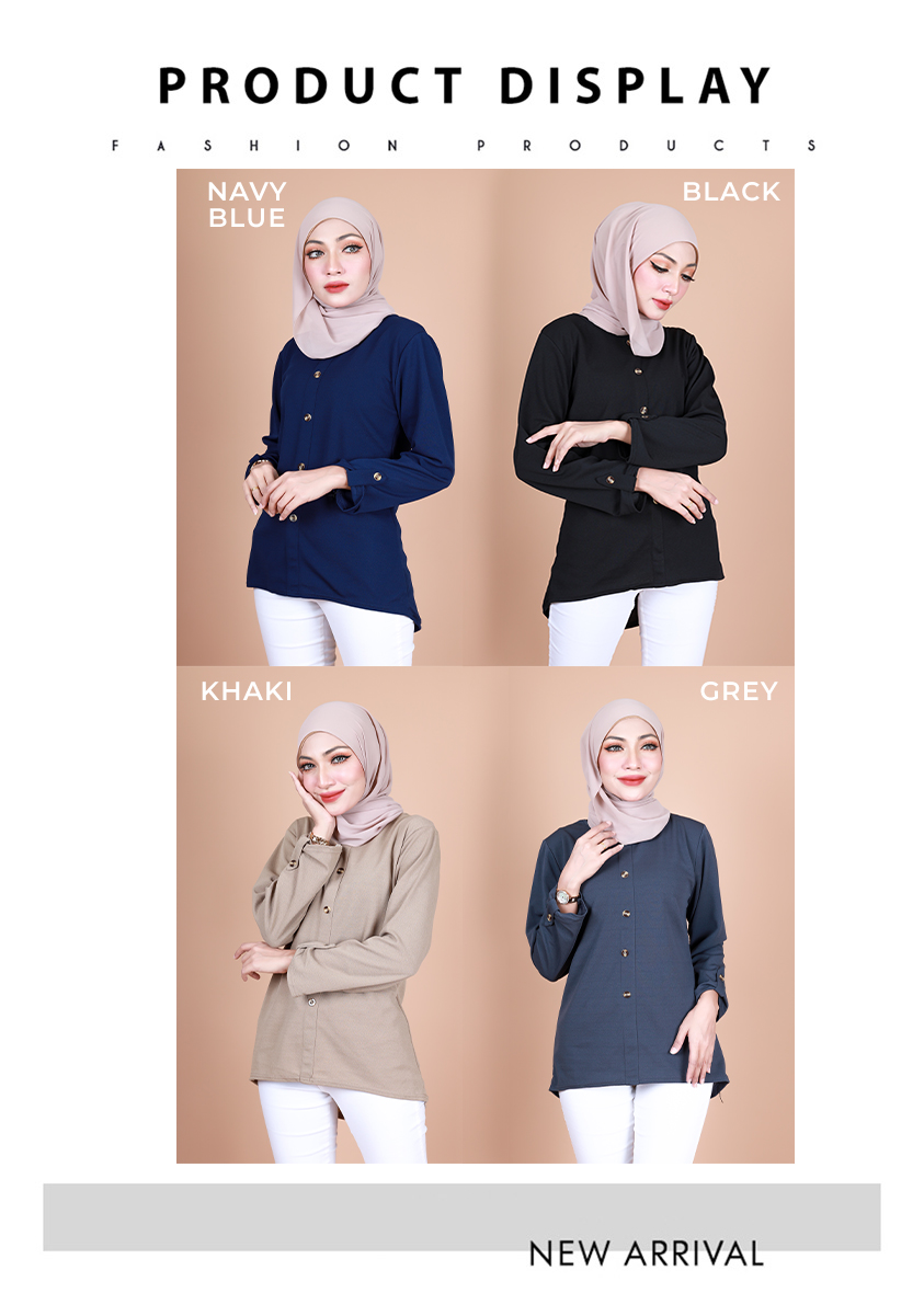 QA-857 - Stylish Long Sleeve Button Blouse Black